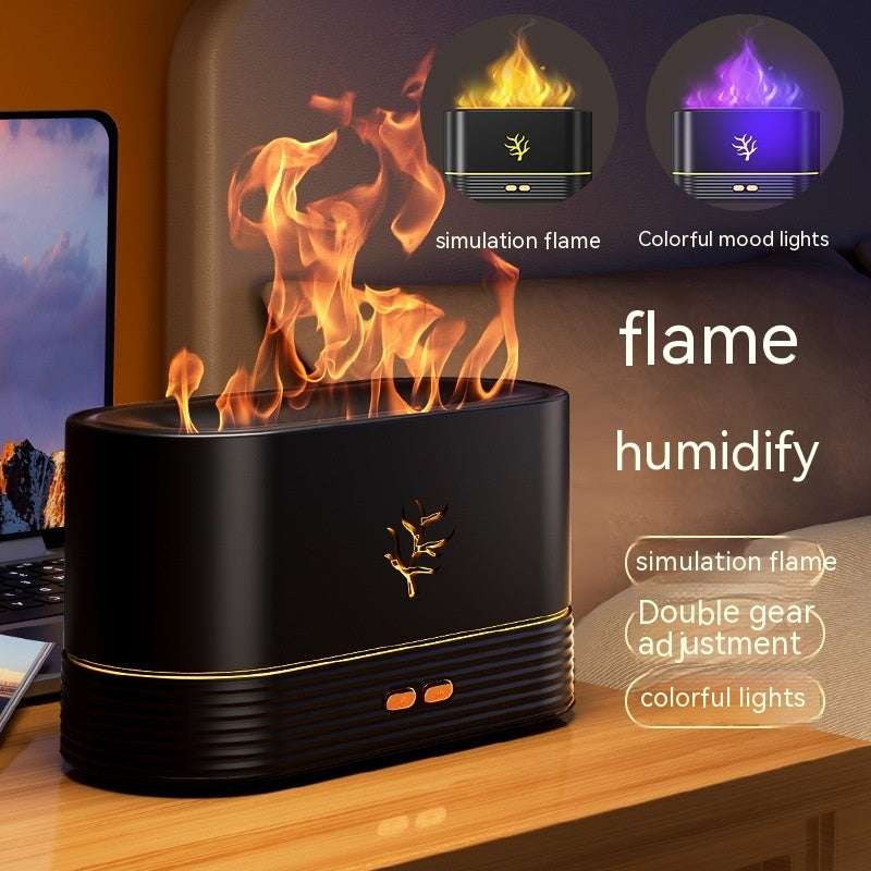 USB Smart Flame Humidifier with LED Timer - Aromatherapy Diffuser and Fire Simulation Night Lamp for Cozy Home Ambiance