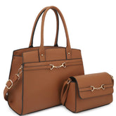 2in1 Matching Design Handle Satchel With Crossbody Bag - StylishShop