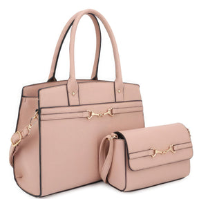 2in1 Matching Design Handle Satchel With Crossbody Bag - StylishShop