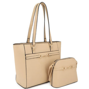 2in1 Smooth Matching Shoulder Tote Bag With Crossbody Set - StylishShop