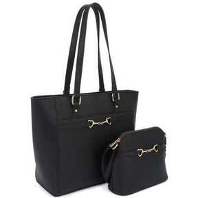 2in1 Smooth Matching Shoulder Tote Bag With Crossbody Set - StylishShop