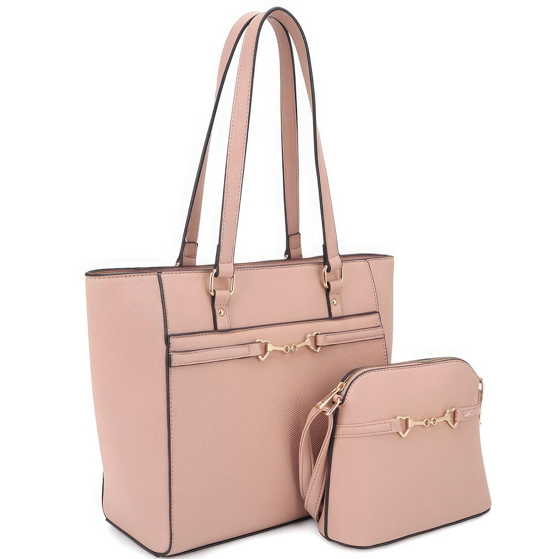 2in1 Smooth Matching Shoulder Tote Bag With Crossbody Set - StylishShop