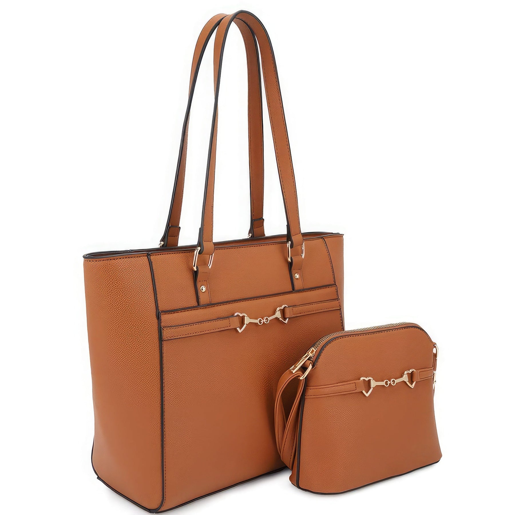 2in1 Smooth Matching Shoulder Tote Bag With Crossbody Set - StylishShop