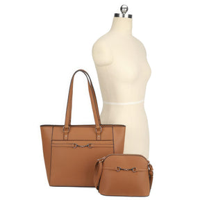 2in1 Smooth Matching Shoulder Tote Bag With Crossbody Set - StylishShop