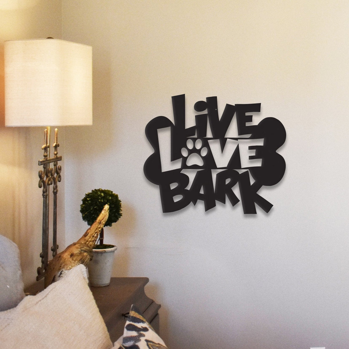 Live Love Bark - Decorative Metal Wall Art for Dog Lovers