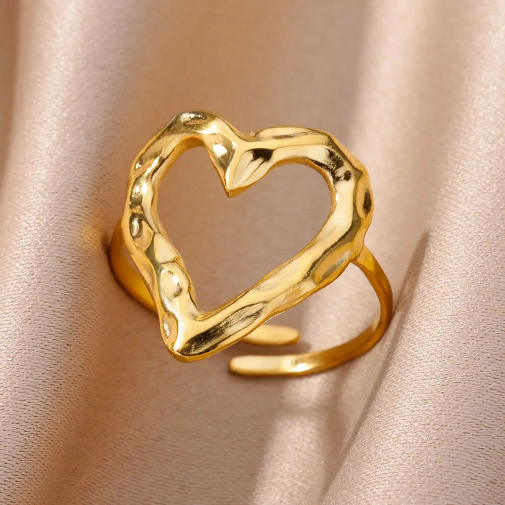 Premium Stainless Steel Heart Ring - Durable, Allergy-Free, Waterproof - Perfect for Weddings, Anniversaries, and Gifts - Free Shipping!