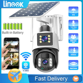 Linook v380 Pro 8MP 4K, solar wireless CCTV camera, 10X magnification,