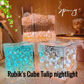 Handmade DIY Tulip Flower Small Night Light Romantic Gift For Girlfriend Mirror Lamp DIY Material Pack Atomsphere Decoration Home Decor  330g