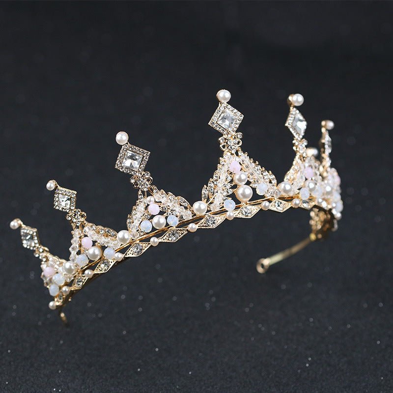 Alloy Pearl Diamond Bridal Crown Jewelry - StylishShop