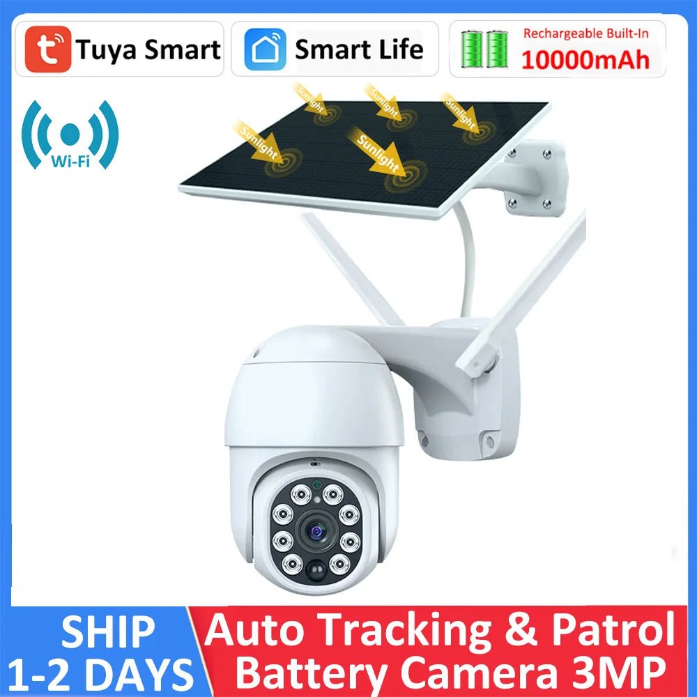 Camera 3MP Tuya Smart Wireless WiFi Outdoor Solar Battery Powered PTZ PIR - StylishShop