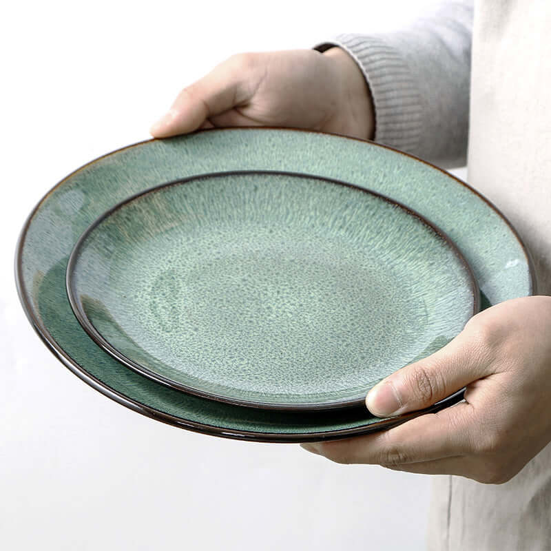 Creative Western Food Plate Vegetable Plate Kiln Change Peacock Green Bowl - StylishShop