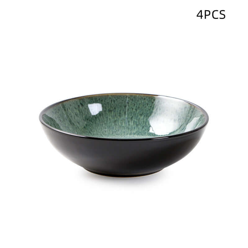 Creative Western Food Plate Vegetable Plate Kiln Change Peacock Green Bowl - StylishShop