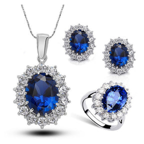 Crystal Jewelry Bridal Necklace Earrings Ring Jewelry Set - StylishShop