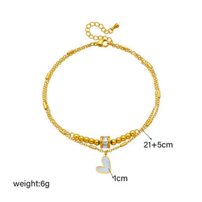 Fashion Jewelry Multi - layer Twin Love Pendant Parts Chain Anklet - StylishShop