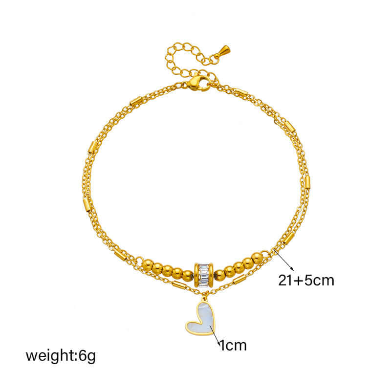 Fashion Jewelry Multi - layer Twin Love Pendant Parts Chain Anklet - StylishShop