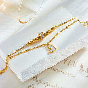 Fashion Jewelry Multi - layer Twin Love Pendant Parts Chain Anklet - StylishShop