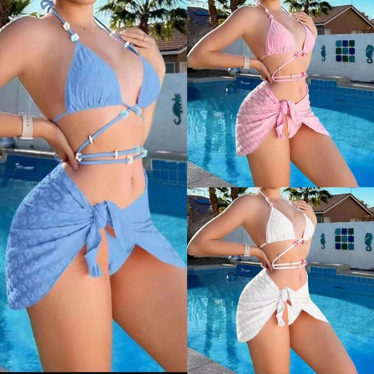 Fashion Ladies Three - piece Set Strap Split Swimsuit - StylishShop