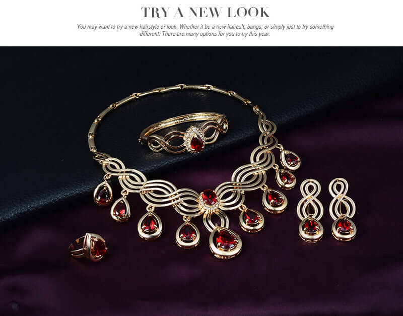 Jewelry Fashion Gems Necklace And Earrings Alloy Jewelry - StylishShop