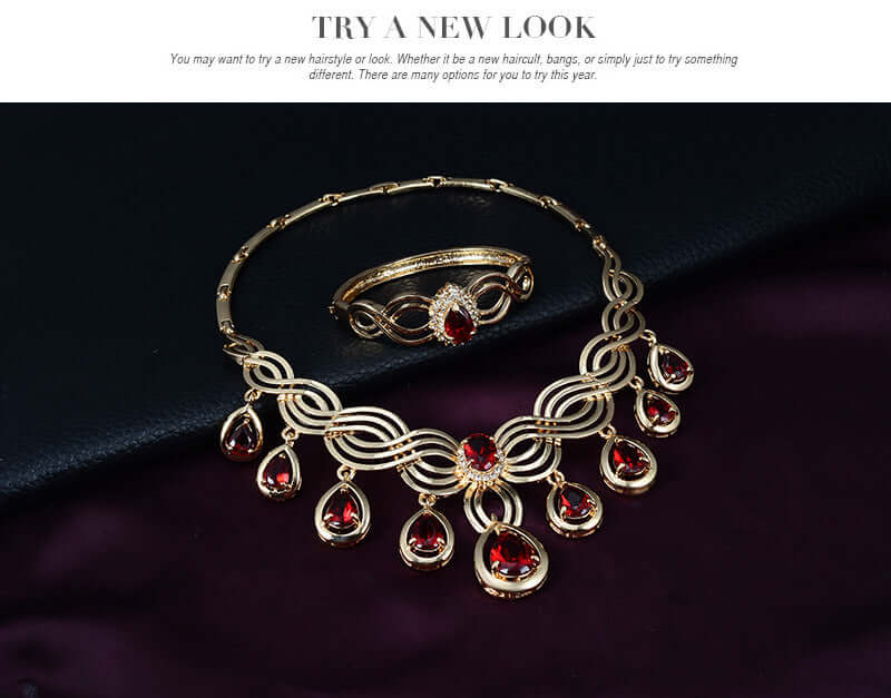 Jewelry Fashion Gems Necklace And Earrings Alloy Jewelry - StylishShop