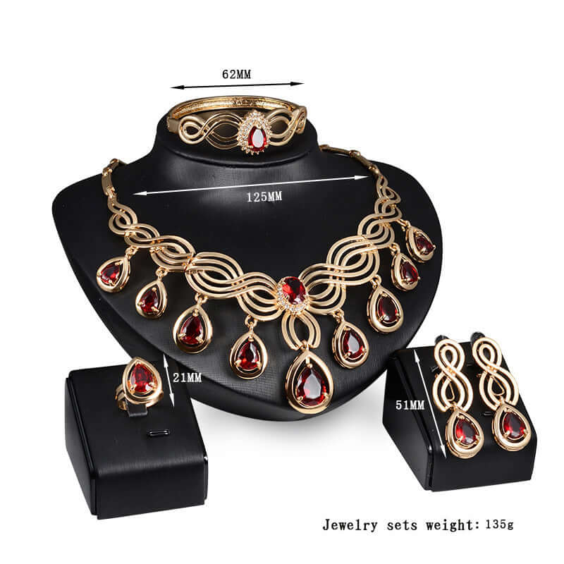 Jewelry Fashion Gems Necklace And Earrings Alloy Jewelry - StylishShop