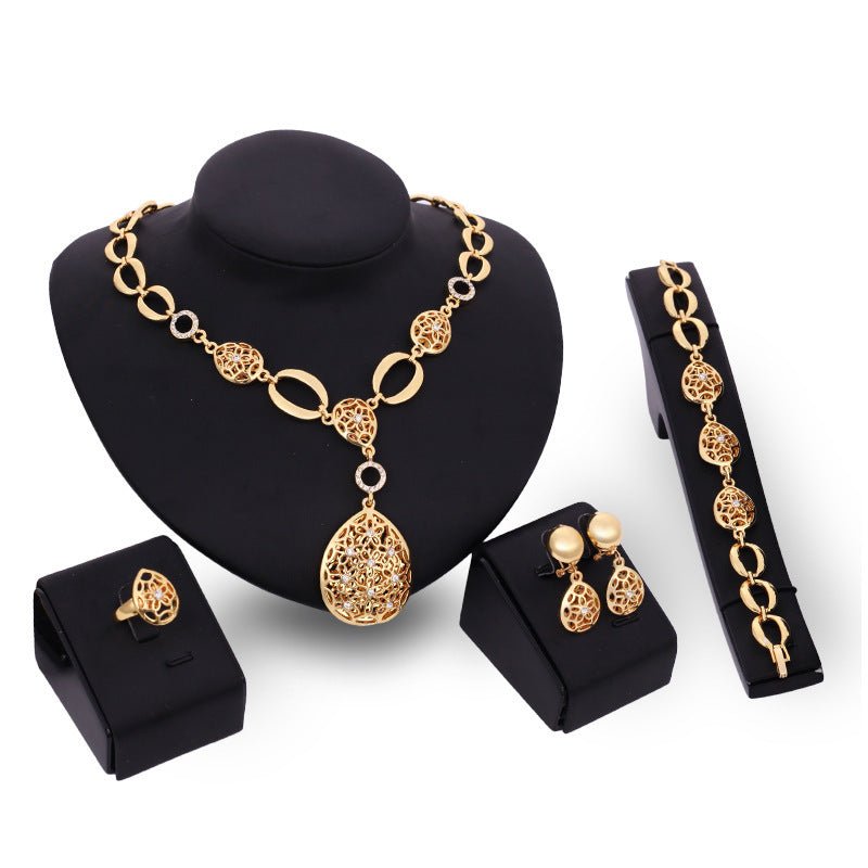 Jewelry Fashion Necklace Earrings Bracelet Ring Four Piece Jewelry Set - StylishShop