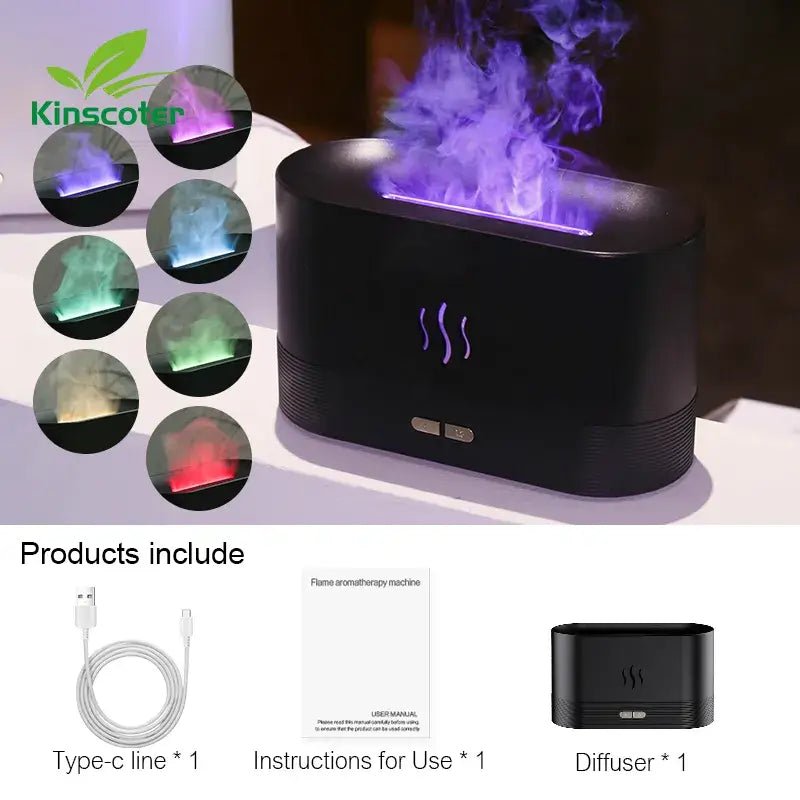 Kinscoter Aroma Diffuser Air Humidifier Ultrasonic Cool Mist Maker Fogger Led Essential Oil Flame Lamp Difusor - StylishShop