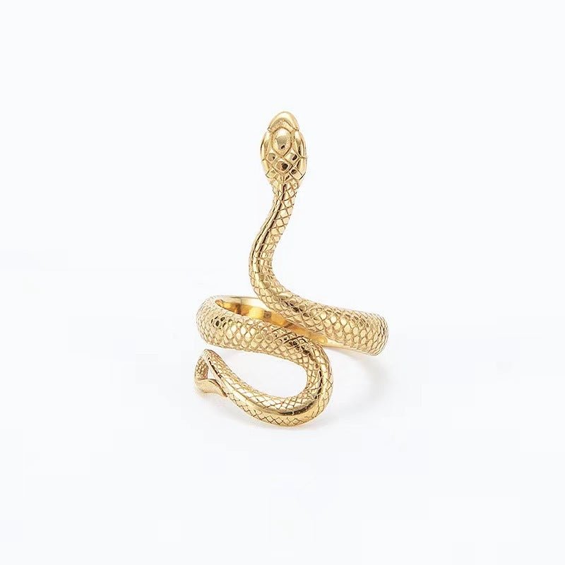 Long Alloy Men's And Women's Serpentine Ring Punk Metal Animal Retro Exaggerated Snake Ring - StylishShop