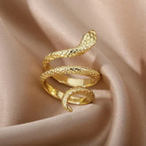 Long Alloy Men's And Women's Serpentine Ring Punk Metal Animal Retro Exaggerated Snake Ring - StylishShop