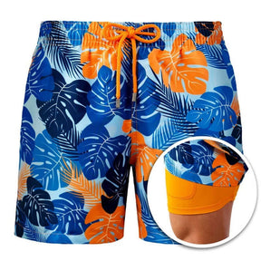 Men's Printed Beach Shorts Sports Double Layer Shorts Summer - StylishShop