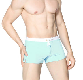 Men's Solid Color Fashion Back Pocket Design Swimming Trunks - StylishShop