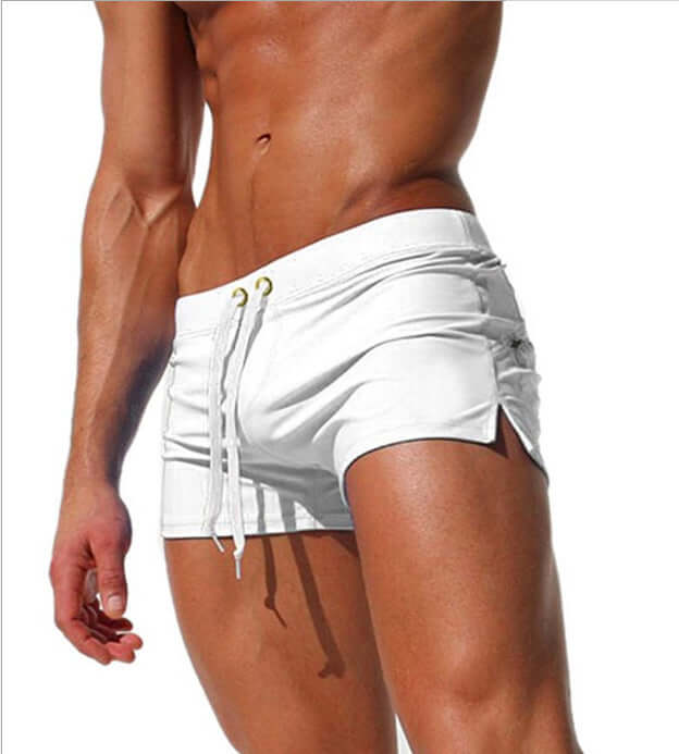 Men's Solid Color Fashion Back Pocket Design Swimming Trunks - StylishShop