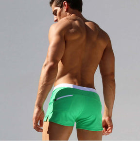 Men's Solid Color Fashion Back Pocket Design Swimming Trunks - StylishShop