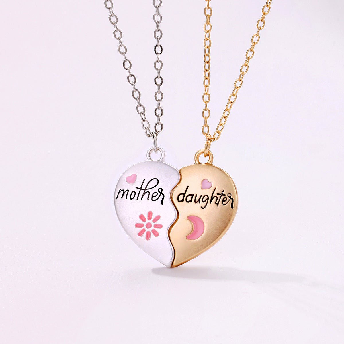 Mother Daughter Heart Pendant Necklace Set - Stylish Mother's Day Gift - StylishShop