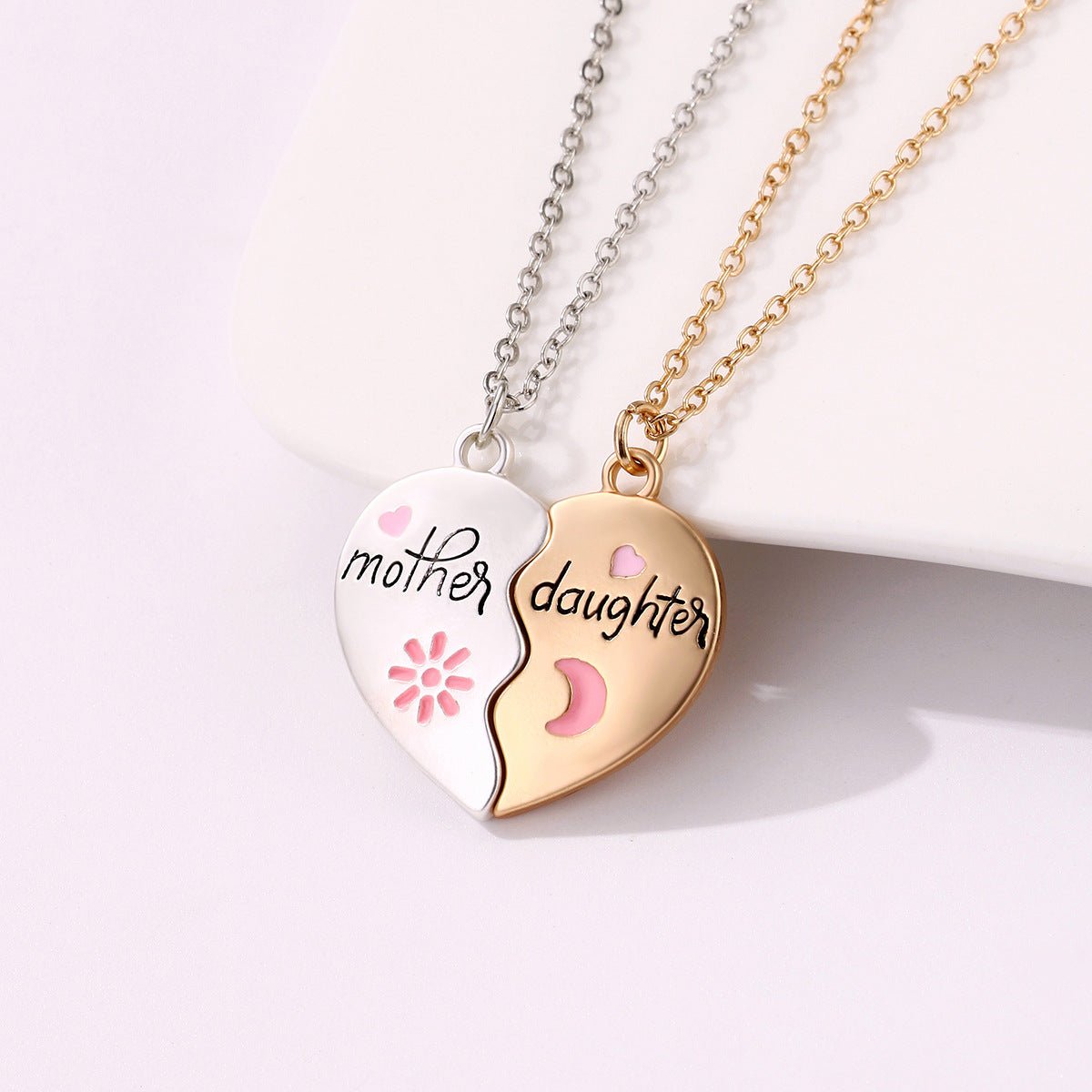 Mother Daughter Heart Pendant Necklace Set - Stylish Mother's Day Gift - StylishShop