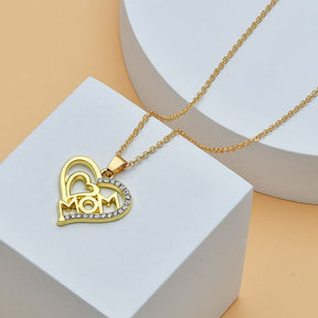 Mother's Day Mom Heart Shape With Diamond Letter Necklace For Women Fine Jewelry Women Accessories Fashion Jewelry - StylishShop