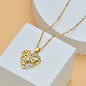 Mother's Day Mom Heart Shape With Diamond Letter Necklace For Women Fine Jewelry Women Accessories Fashion Jewelry - StylishShop