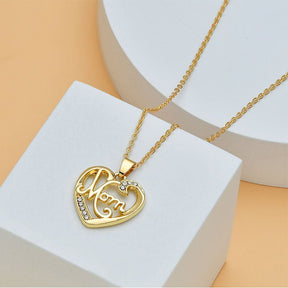 Mother's Day Mom Heart Shape With Diamond Letter Necklace For Women Fine Jewelry Women Accessories Fashion Jewelry - StylishShop