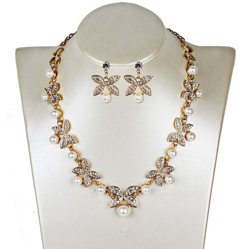 New Pearl butterfly necklace, earrings, bridal jewelry set, bridal jewelry - StylishShop