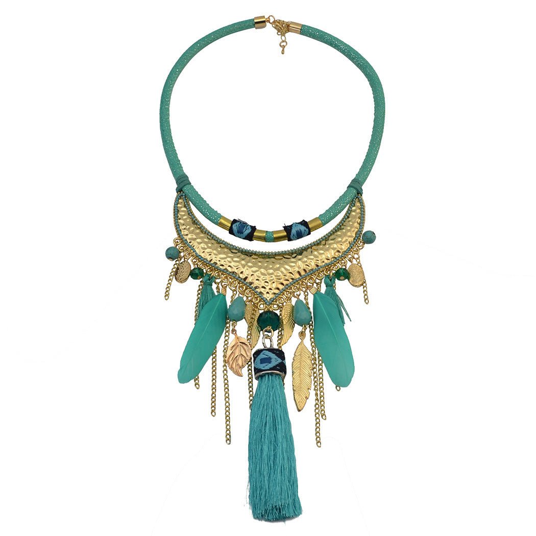 Original jewelry feather leaf tassel necklace - StylishShop