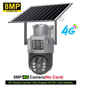 PIR Solar Camera 4G Sim Outdoor Dual Lens WiFi 8MP 4K IP Camara Solar - StylishShop