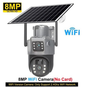 PIR Solar Camera 4G Sim Outdoor Dual Lens WiFi 8MP 4K IP Camara Solar - StylishShop