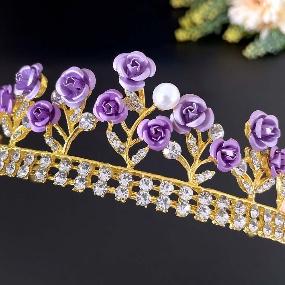 Purple Rose Crystal Jewelry Crown - StylishShop