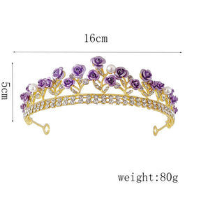 Purple Rose Crystal Jewelry Crown - StylishShop