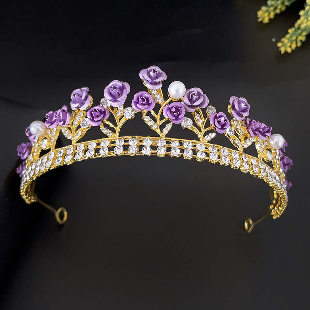 Purple Rose Crystal Jewelry Crown - StylishShop