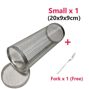 Rolling BBQ Basket - Stainless Steel Mesh, Leakproof Design - StylishShop