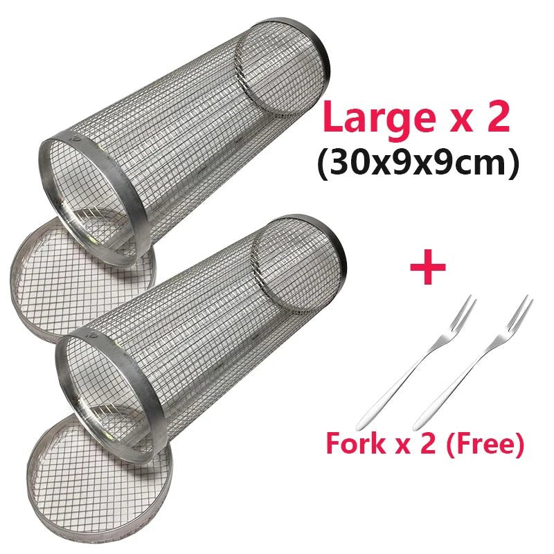 Rolling BBQ Basket - Stainless Steel Mesh, Leakproof Design - StylishShop