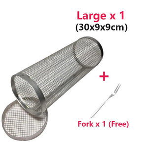 Rolling BBQ Basket - Stainless Steel Mesh, Leakproof Design - StylishShop