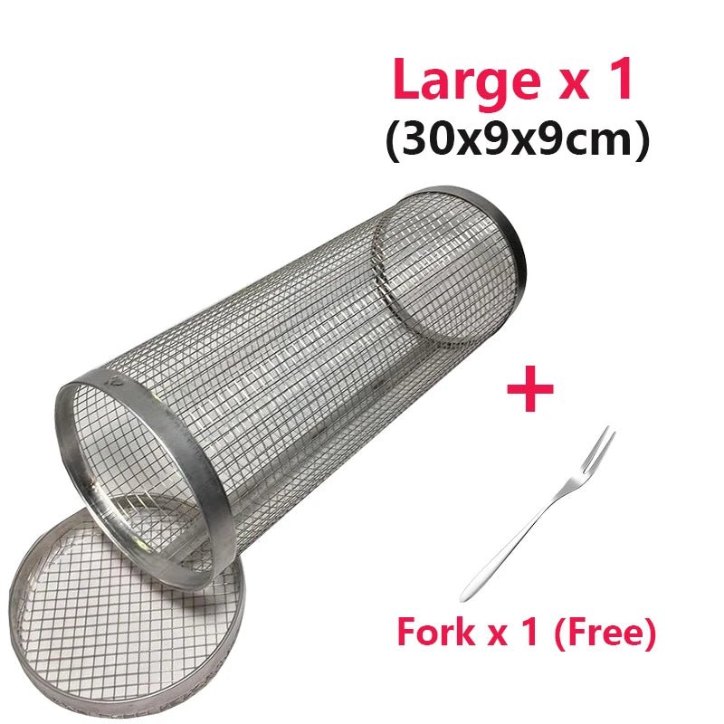 Rolling BBQ Basket - Stainless Steel Mesh, Leakproof Design - StylishShop