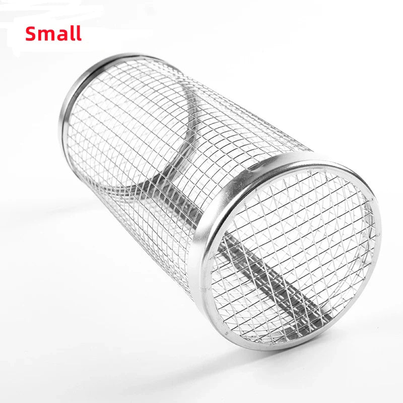 Rolling BBQ Basket - Stainless Steel Mesh, Leakproof Design - StylishShop