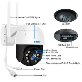 Smar 4K 8MP Wifi PTZ Camera 5x Digital Zoom AI Human Detect ONVIF - StylishShop